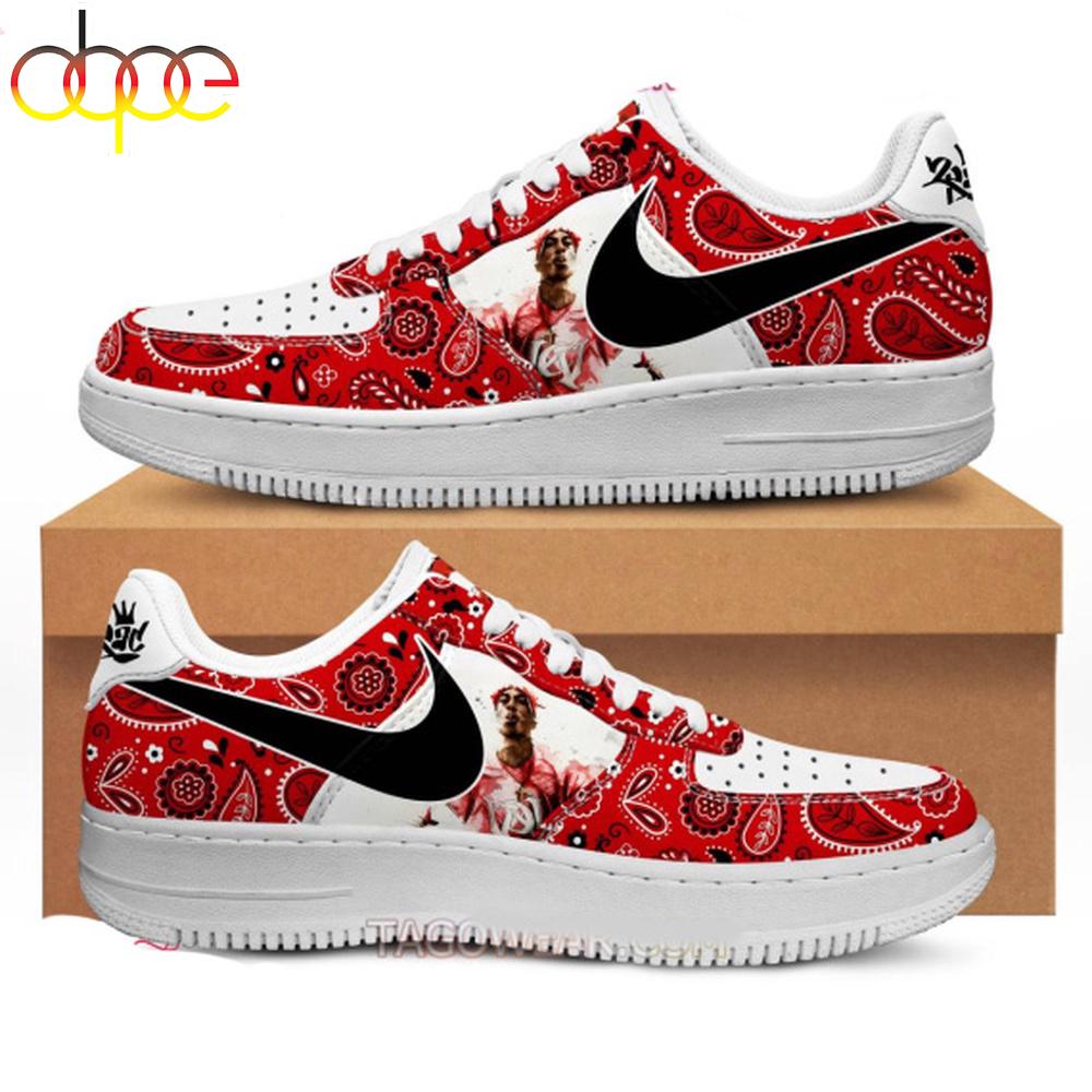 Tupac Shakur Red Air Force 1 Shoes For Fans