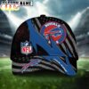 Custom Name Buffalo Bills NFL Black And White American Flag Fire Baseball Cap Custom Name Buffalo Bills NFL Black And White American Flag Fire Baseball Cap