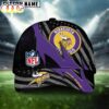 Custom Name Minnesota Vikings NFL Black And White American Flag Fire Baseball Cap Custom Name Minnesota Vikings NFL Black And White American Flag Fire Baseball Cap