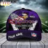 Custom Name Minnesota Vikings NFL Dark Scratch American Flag Baseball Cap Custom Name Minnesota Vikings NFL Dark Scratch American Flag Baseball Cap