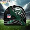 Custom Name New York Jets NFL Black And White American Flag Fire Baseball Cap Custom Name New York Jets NFL Black And White American Flag Fire Baseball Cap