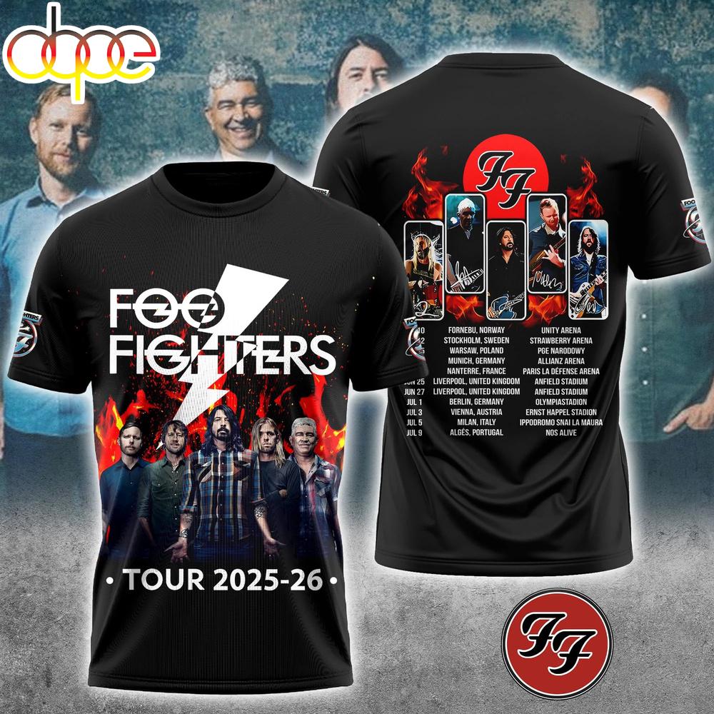 New Limited Foo Fighters Tour EU-UK 2026 3D Shirt For Fans