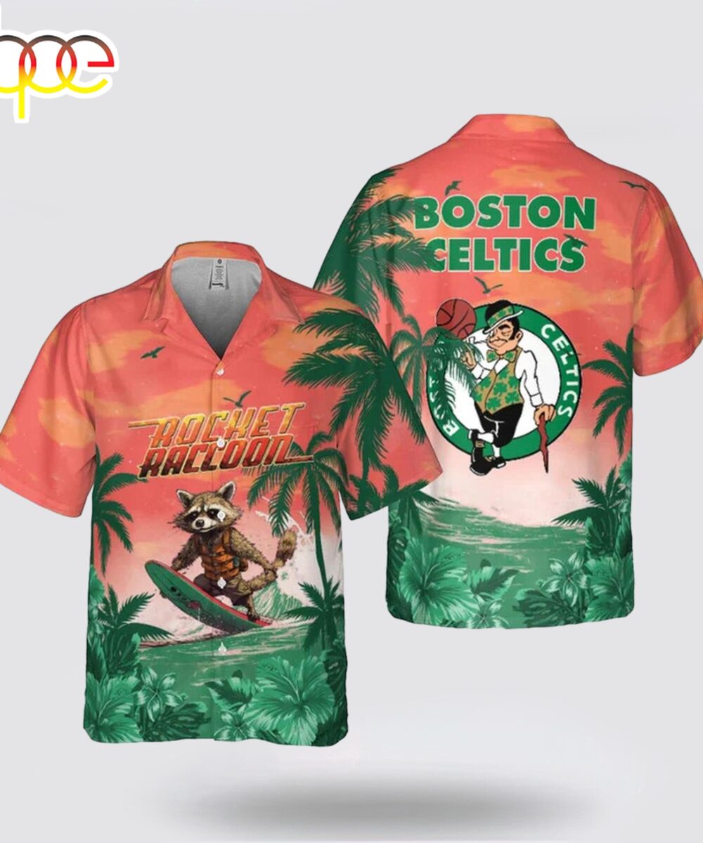 Boston Celtics Rocket Raccoon Hawaiian Shirt For Fans