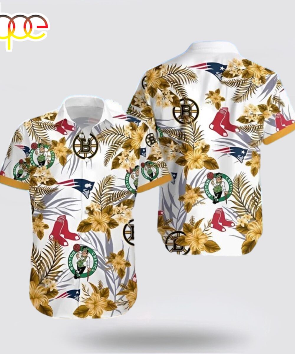 Boston Celtics Team Logo Hibiscus Flowers Hawaiian Shirt For Fans