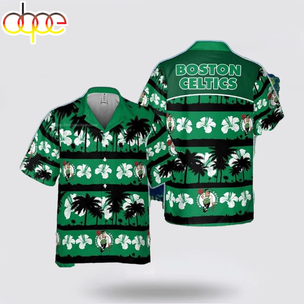 Boston Celtics White Hibiscus Hawaiian Shirts