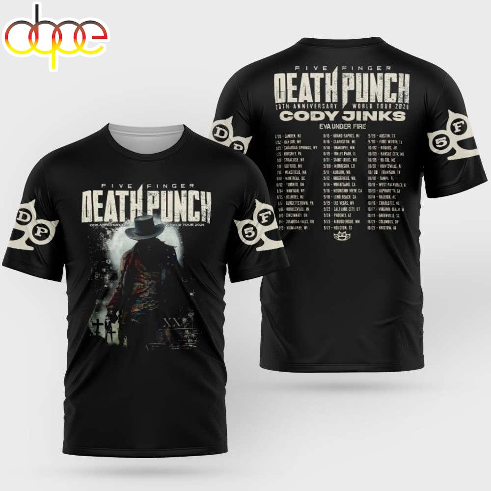 Death Punch 20 YEARS OF 5FDP TOUR 2026 All Over Print Shirt For Fans