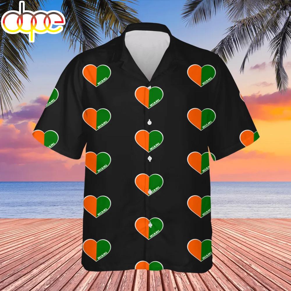 Miami Hurricanes Hearts Hawaiian Shirt