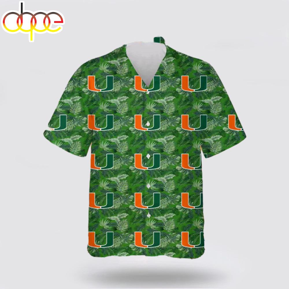 Miami Hurricanes Team Logo Tropical Hawaiian Shirts