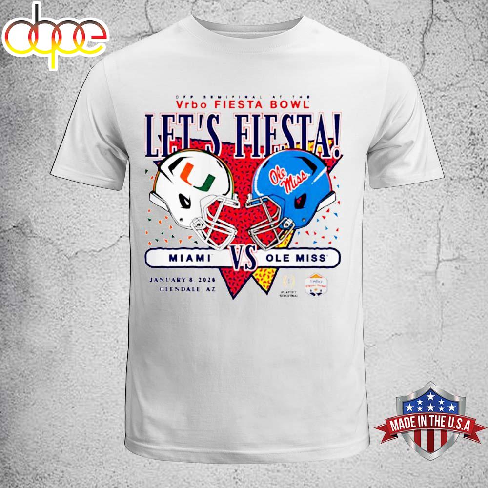 Miami Hurricanes vs Ole Miss Rebels Fiesta Bowl Helmets 2026 Unisex T-Shirt