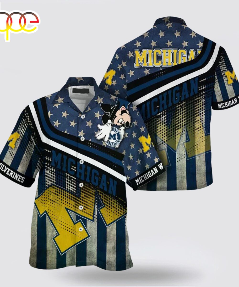 Michigan Wolverines NCAA Mickey Mouse Hawaiian Shirt For Fans
