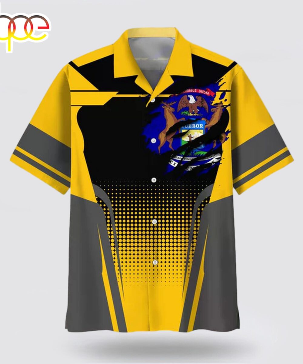 Michigan Wolverines Yellow American Hawaiian Shirt For Fans