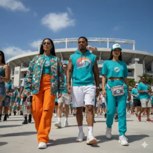Miami Dolphins Fans Gear for Game Day Style at Stadium