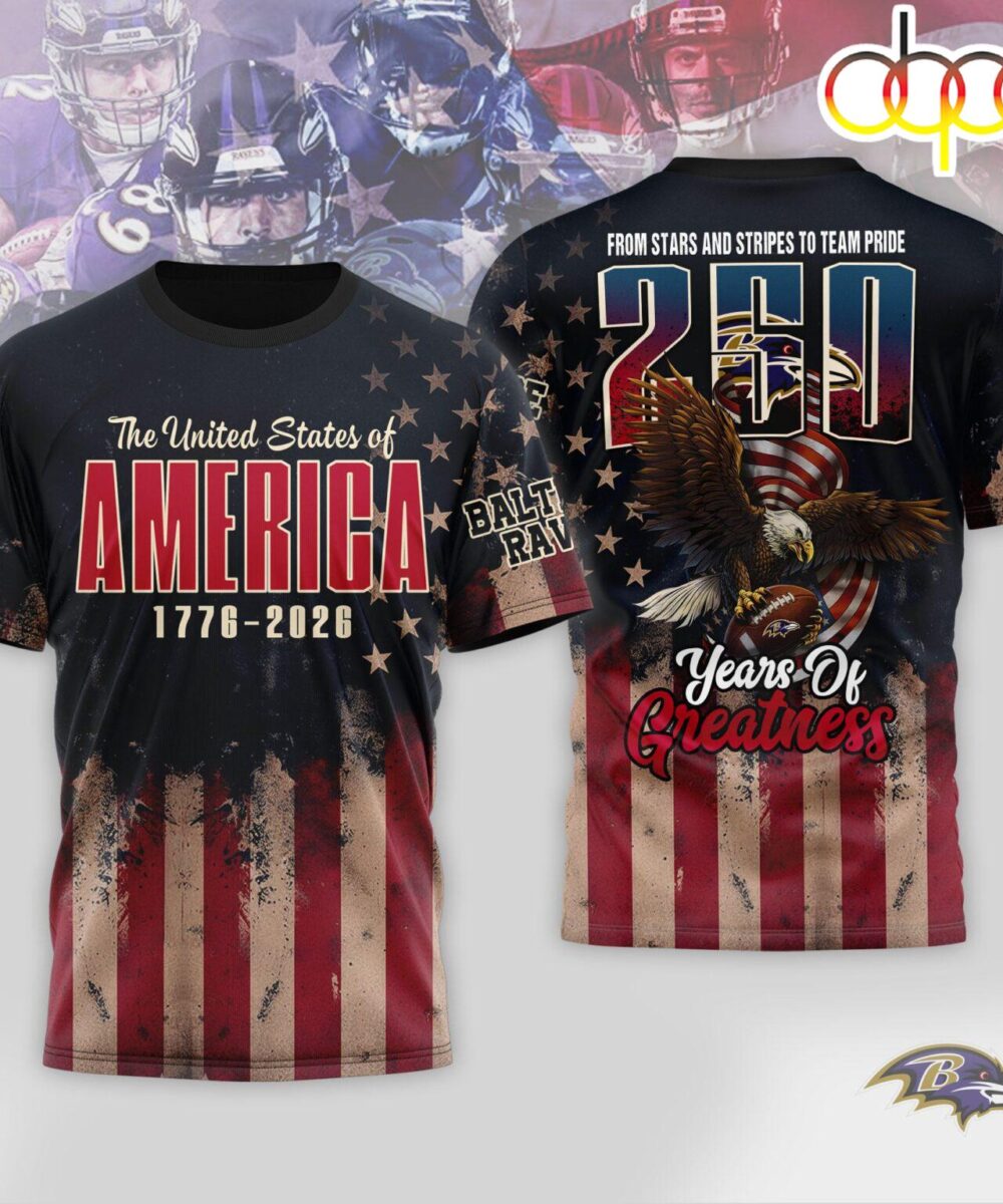 Baltimore Ravens NFL 250th Anniversary Of America 3D Shirt