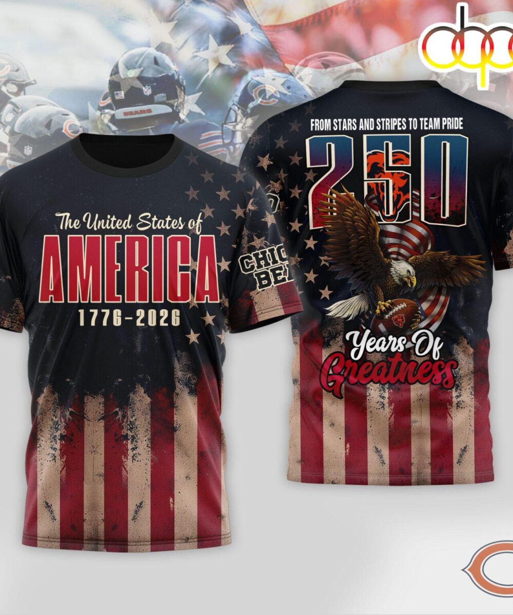 Chicago Bears NFL 250th Anniversary Of America 3D Shirt