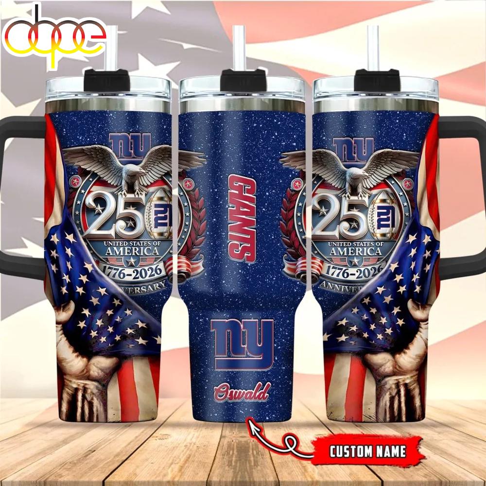 Custom Name New York Giants 250 United States Of America 1776-2026 Tumbler 40Oz