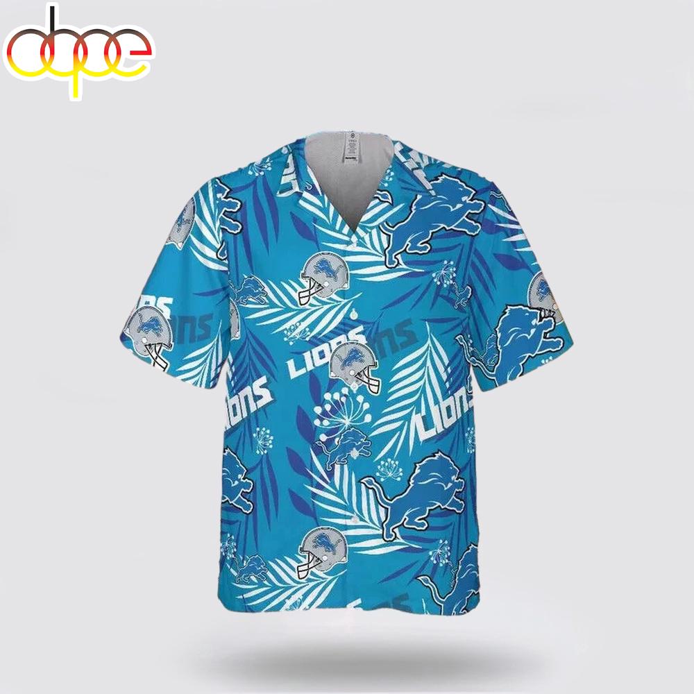 Detroit Lions Leaves Pattern Hawaiian Shirt