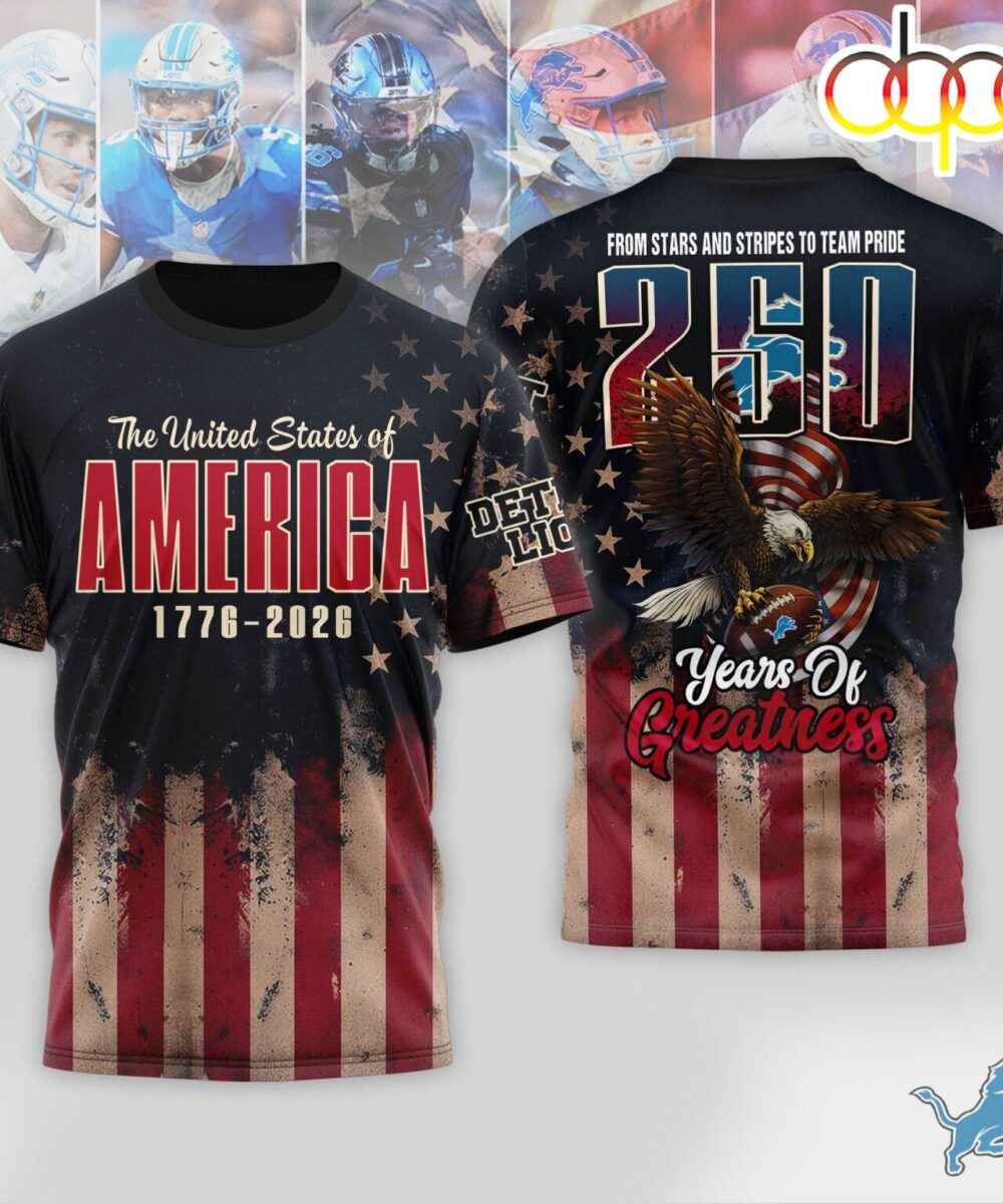 Detroit Lions NFL 250th Anniversary Of America 3D Shirt