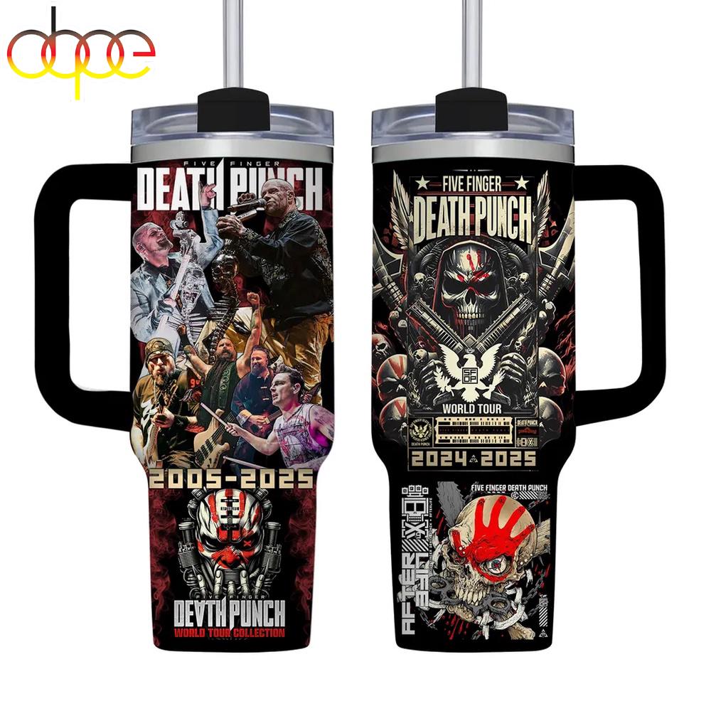 Five Finger Death Punch World Tour Tumbler 40Oz With Handle For Fans