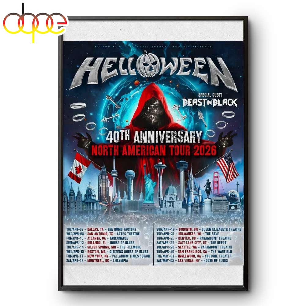 Halloween Band THE PUMPKINS & BEAST IN BLACK TAKE OVER AMERICA 2026 Poster Canvas