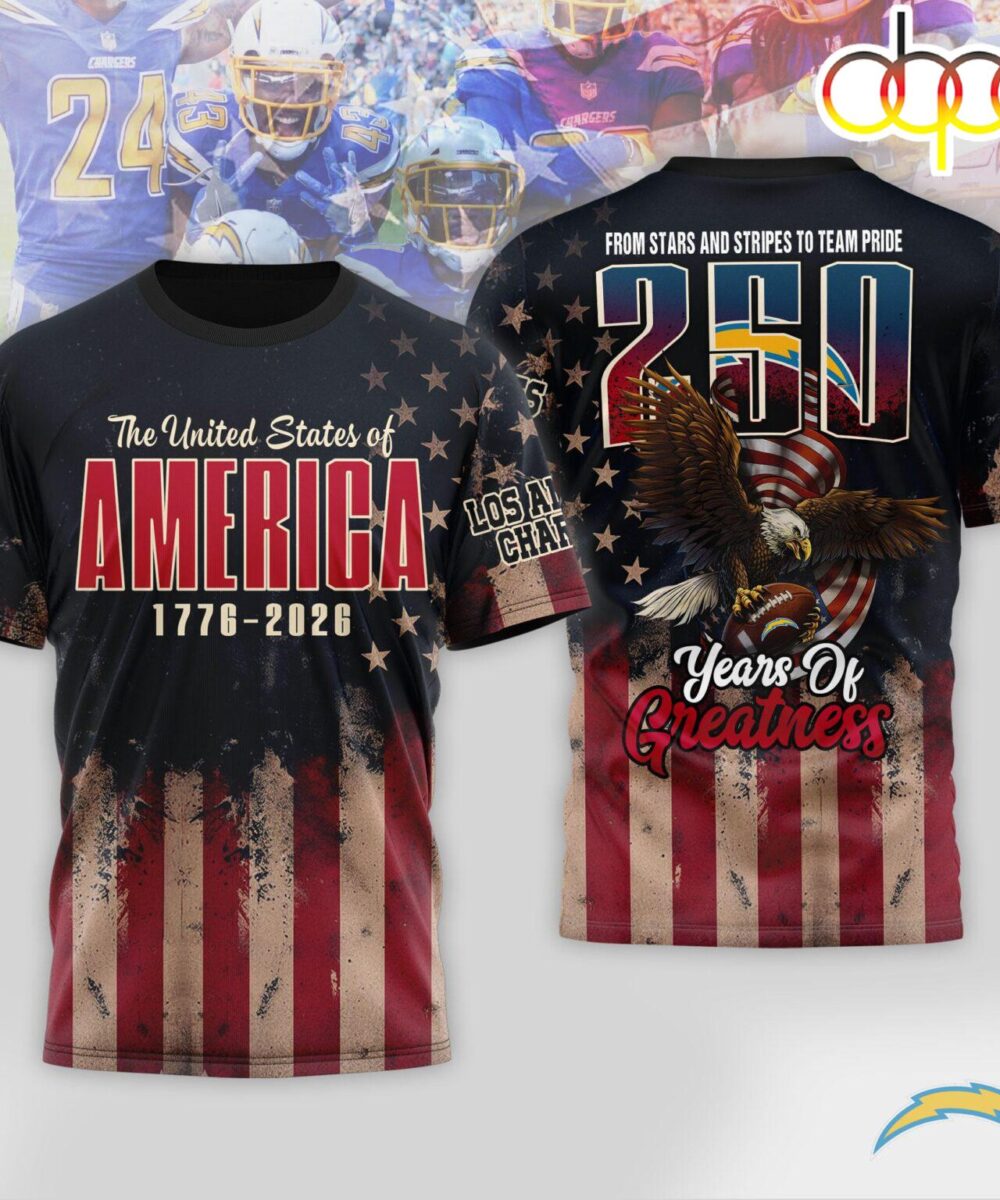 Los Angeles Chargers NFL 250th Anniversary Of America 3D Shirt