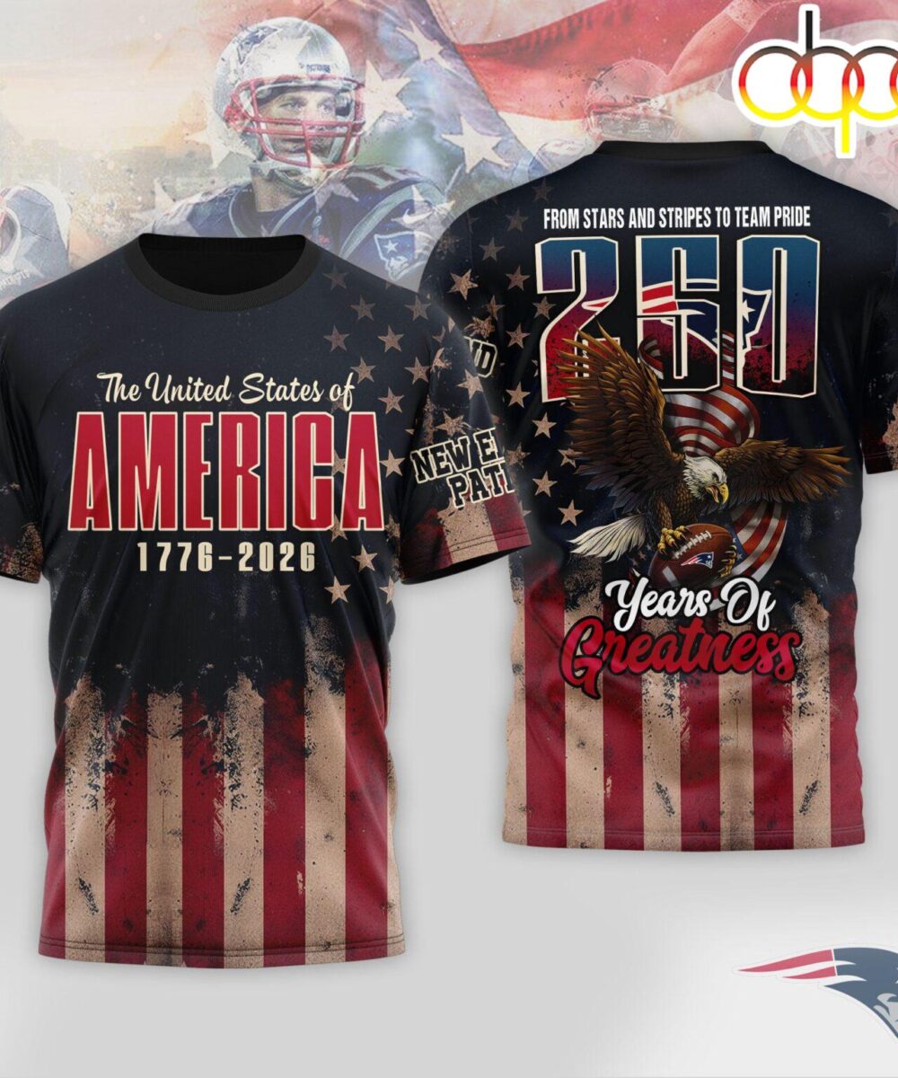 New England Patriots NFL 250th Anniversary Of America 3D Shirt