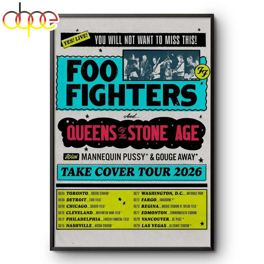 Queens of the Stone Age x Foo Fighters Tour 2026 Poster Canvas For Fans