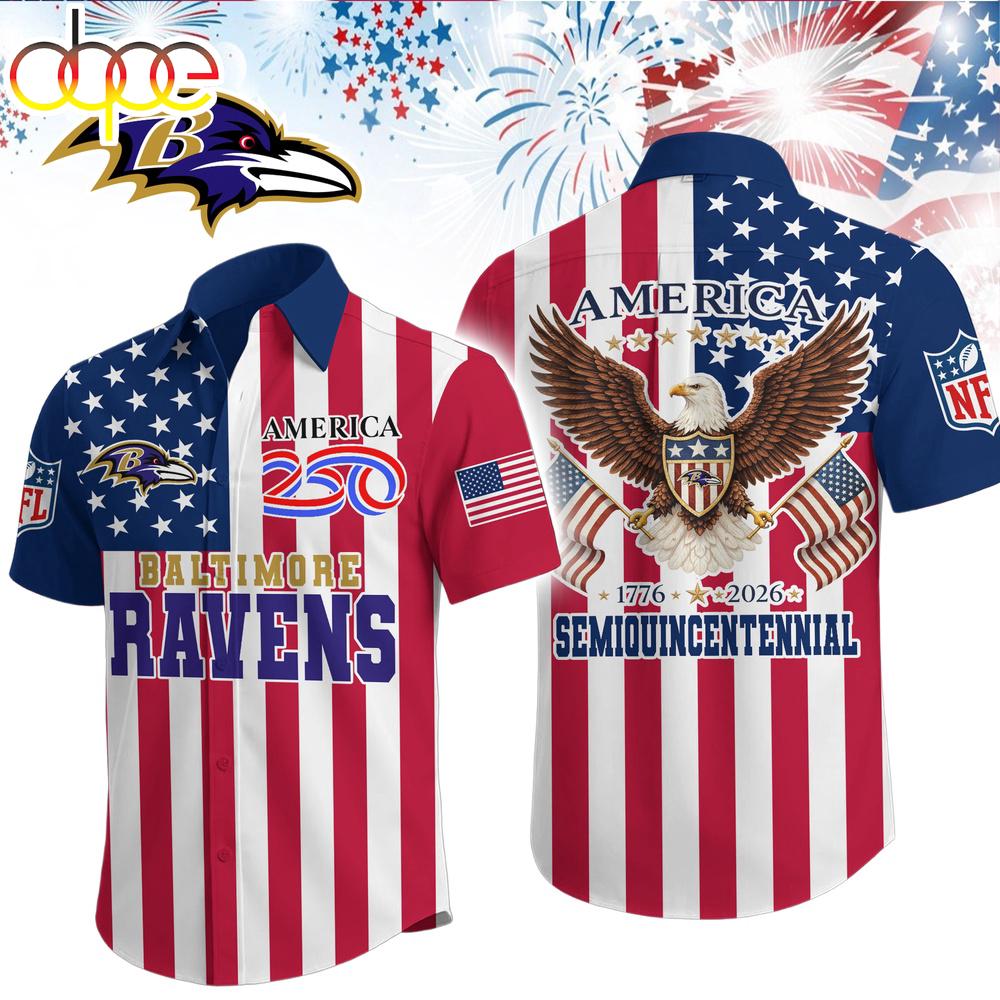 Baltimore Ravens NFL Liberty Eagle Patriotic Hawaiian Shirt