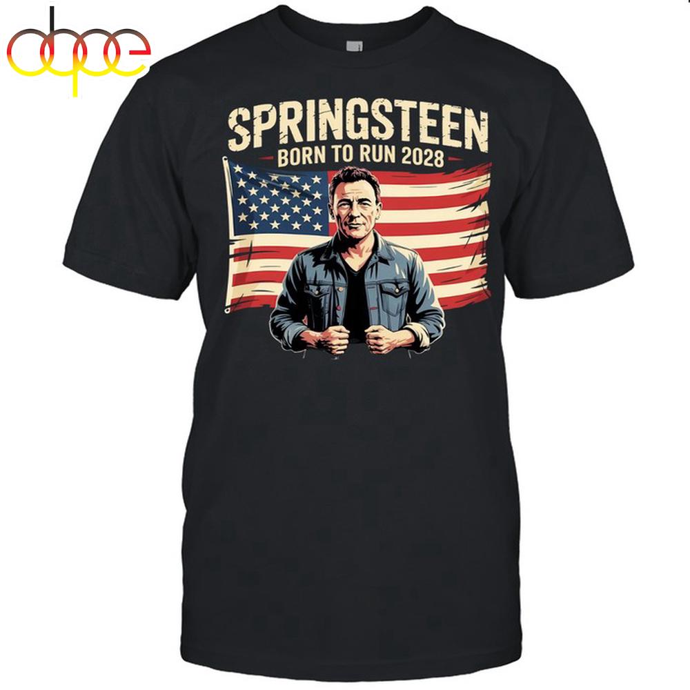 Bruce Springsteen Born to Run 2028 Election Shirt - Patriotic Bruce Campaign Tee for Rock Fans Unisex T-Shirt