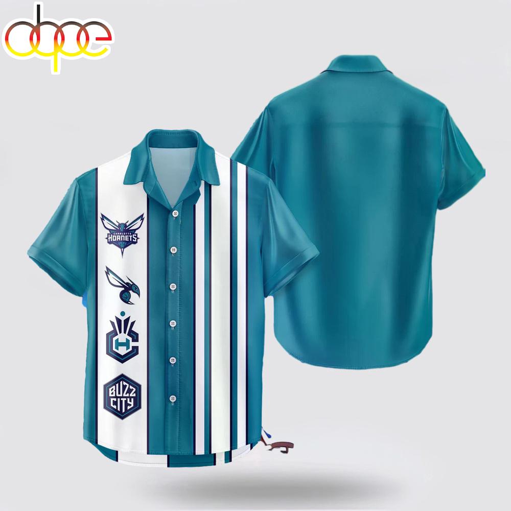 Charlotte Hornets Classic Color Contrast Hawaiian Shirt