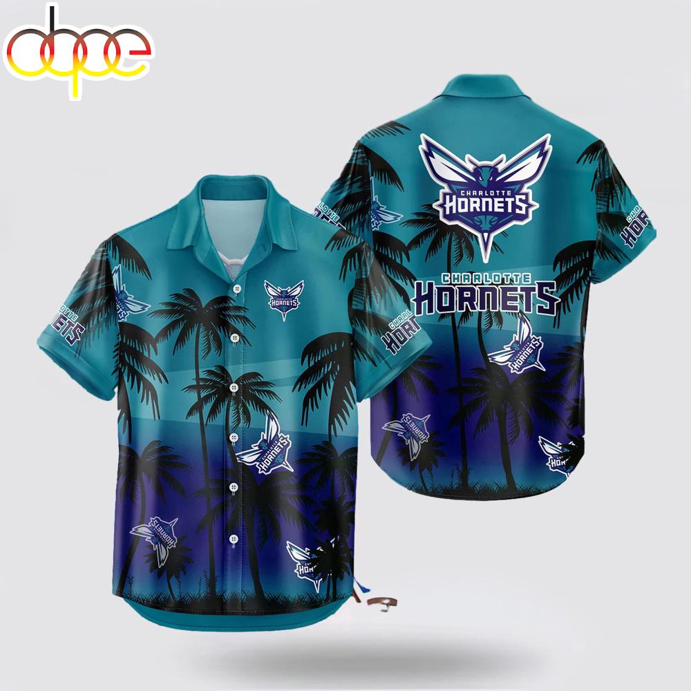 Charlotte Hornets Coconut Tree Hawaiian Shirt