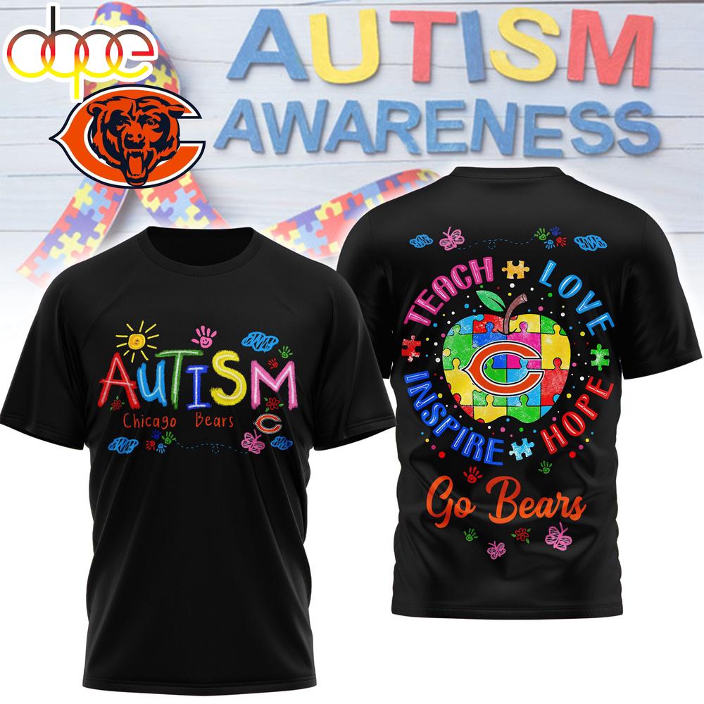 Chicago Bears NFL Autism Awareness Teacher 3D Shirt
