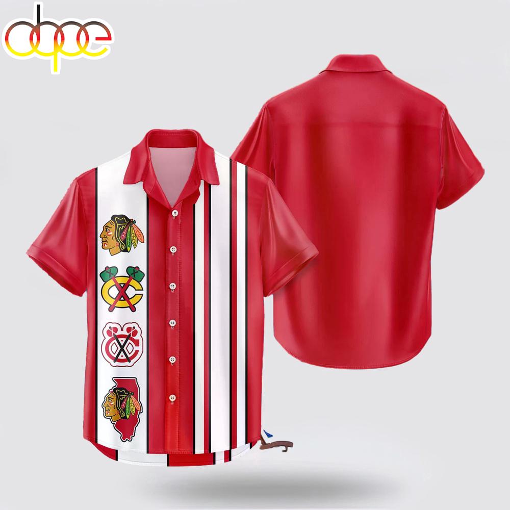 Chicago Blackhawks Classic Color Contrast Hawaiian Shirt
