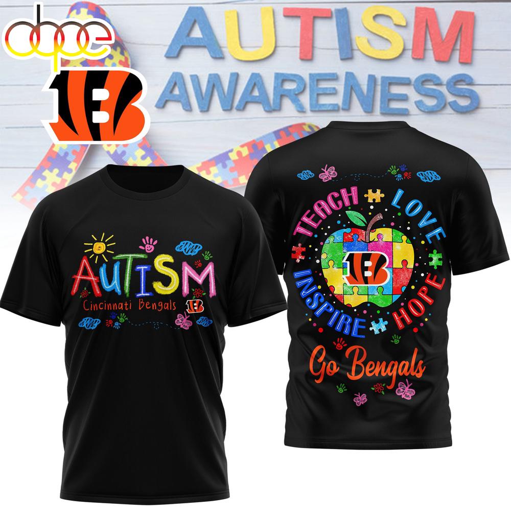 Cincinnati Bengals NFL Autism Awareness Teacher 3D Shirt