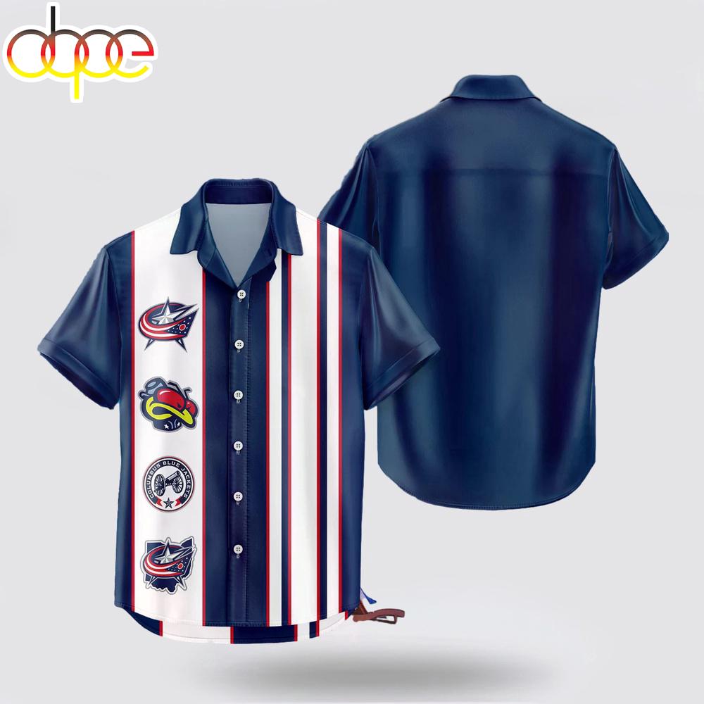 Columbus Blue Jackets Classic Color Contrast Hawaiian Shirt
