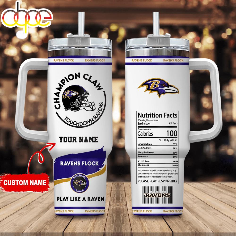 Custom Name Baltimore Ravens Champion Claw Tumbler 40Oz Handle