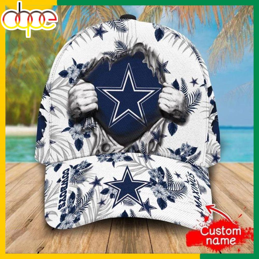 Custom Name Dallas Cowboys NFL Hawaiian Pattern Classic Baseball Cap