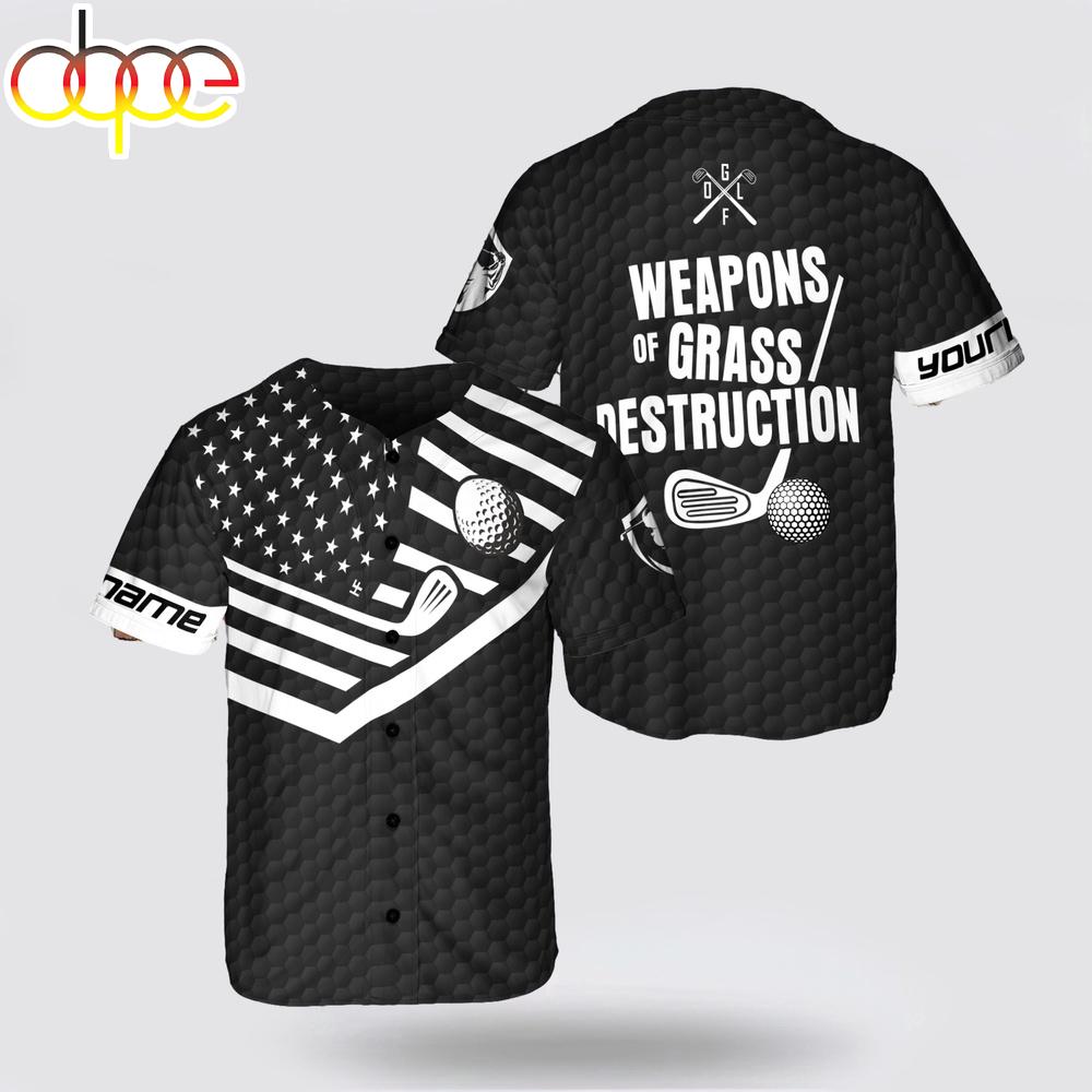 Custom Name Golf Weapons Of Grass Destruction Baseball Jersey Shirt