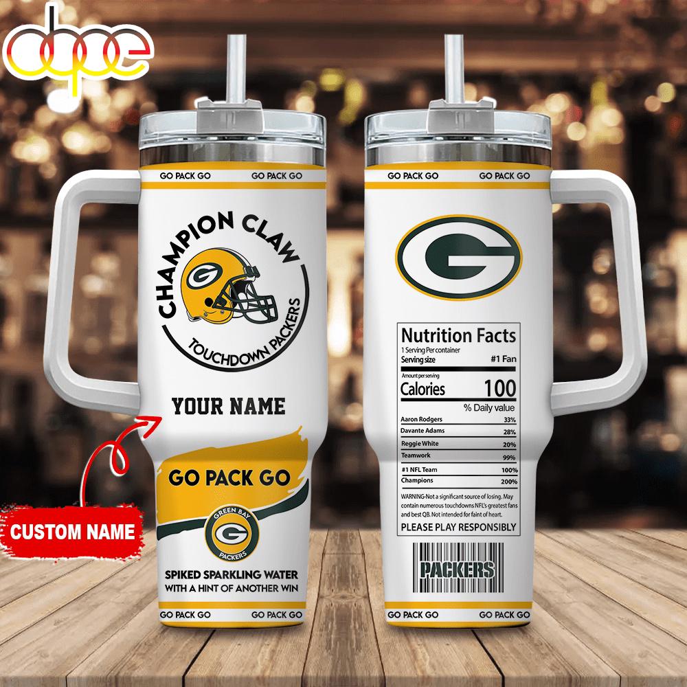 Custom Name Green Bay Packers Champion Claw Tumbler 40Oz Handle