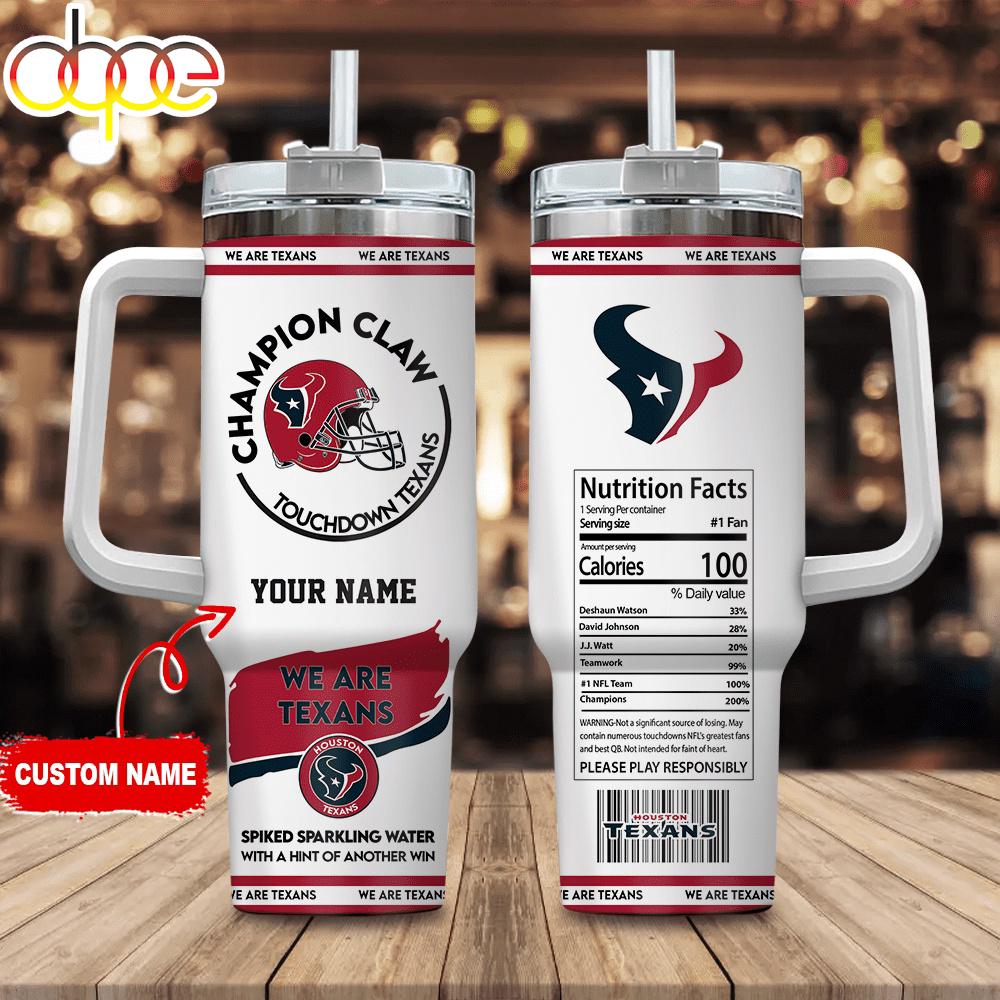 Custom Name Houston Texans Champion Claw Tumbler 40Oz Handle
