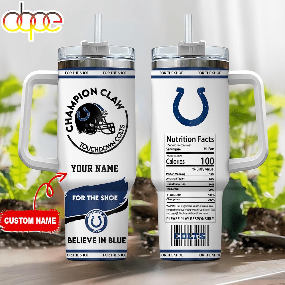 Custom Name Indianapolis Colts Champion Claw Tumbler 40Oz Handle