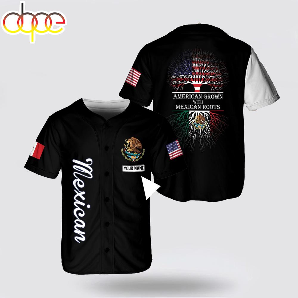 Custom Name Mexican American Grown Baseball Jersey Shirt