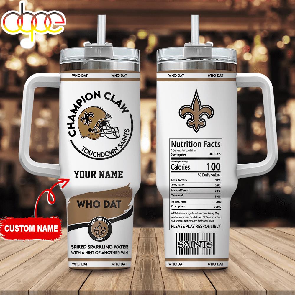 Custom Name New Orleans Saints Champion Claw Tumbler 40Oz Handle
