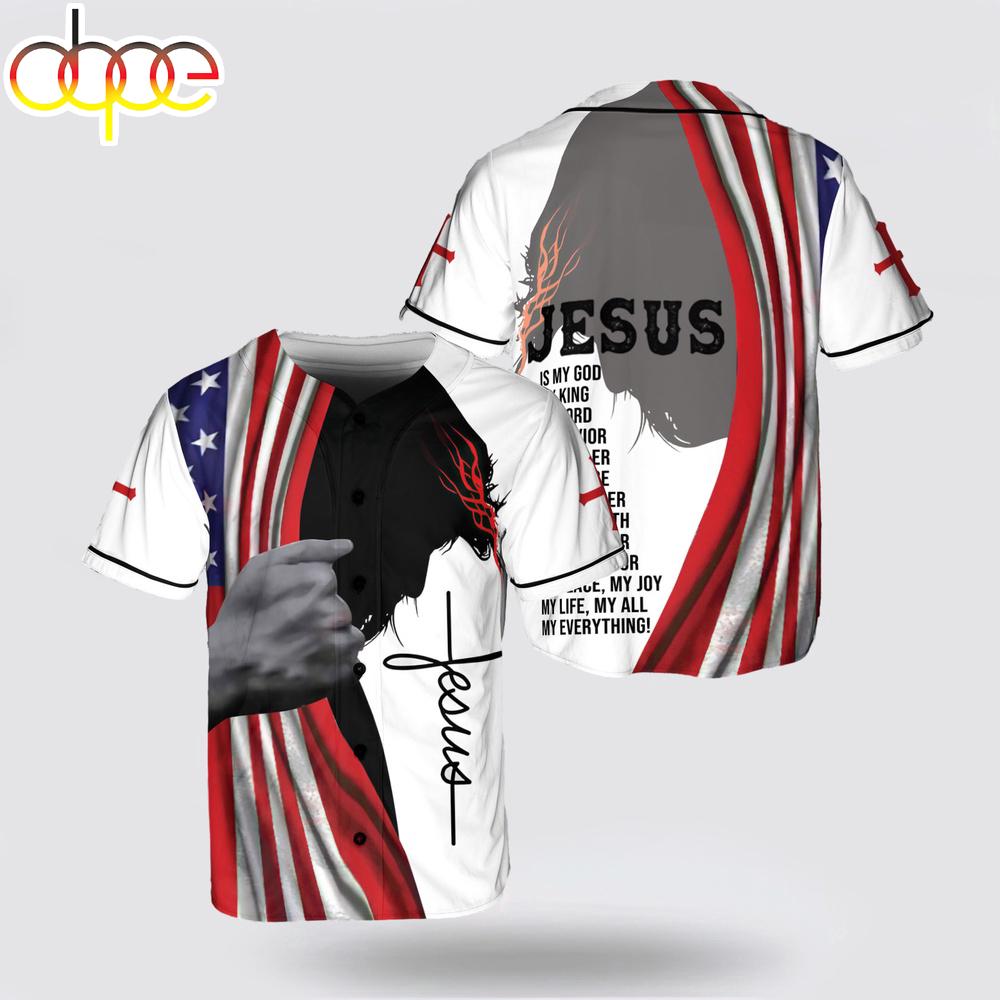 Jesus Is My God My Savior Hands American Flag Baseball Jersey Shirt