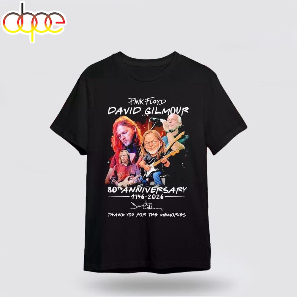 Pink Floyd David Gilmour 80th Anniversary 1946-2026 Signature Thank You For The Memories Shirt
