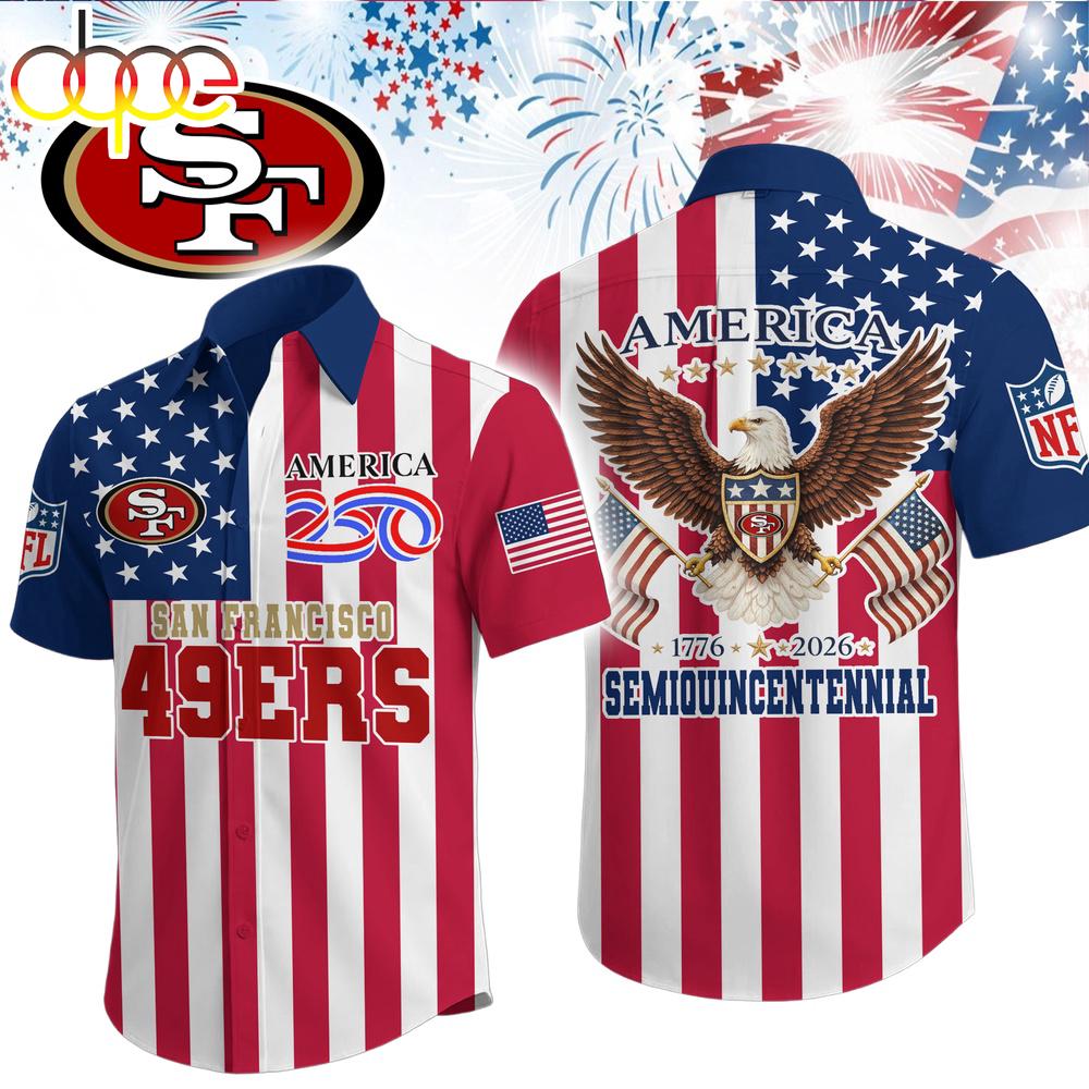 San Francisco 49ers NFL Liberty Eagle Patriotic Hawaiian Shirt San Francisco 49ers NFL Liberty Eagle Patriotic Hawaiian Shirt