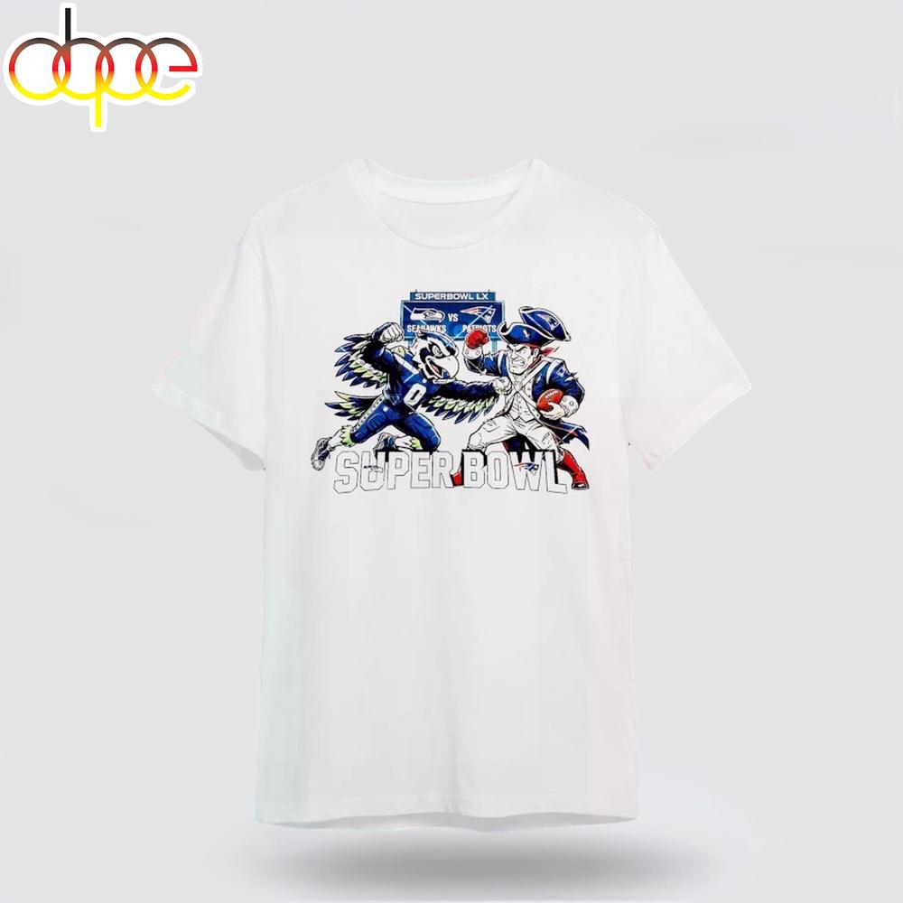 Seattle Seahawks vs New England Patriots Super Bowl LX Mascot Unisex T-Shirt For Fan