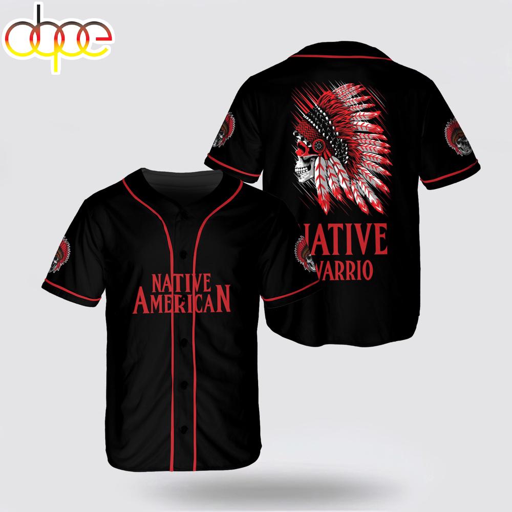 Skull Native American Red Warrior Patriots’ Day Baseball Jersey Shirt