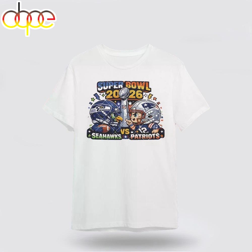 Super Bowl Seahawks Vs Patriots Chibi Cartoon Character Unisex T-Shirt For Fan