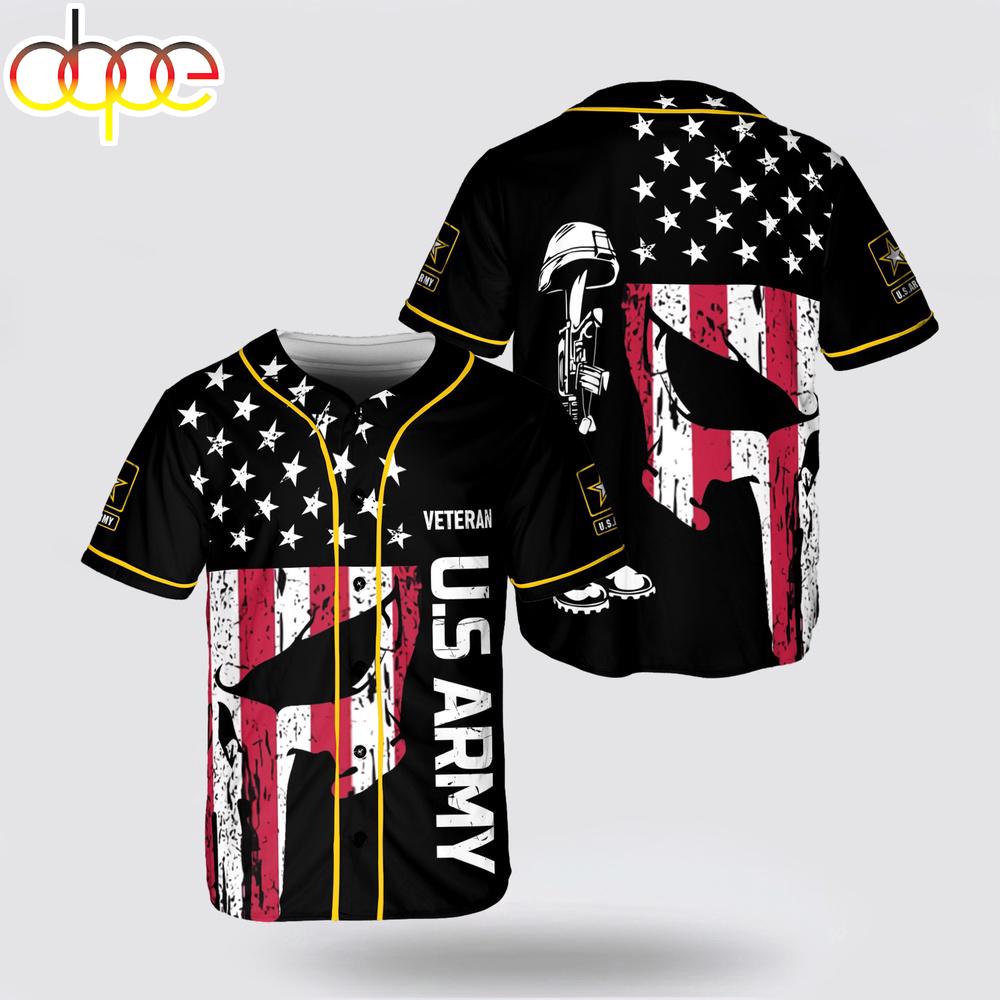 US Navy Custom Name Veteran Camo Skull US Flag Baseball Jersey Shirt