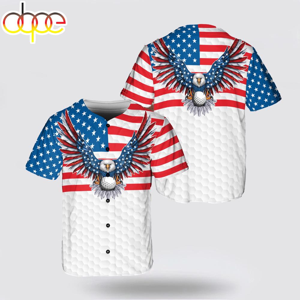 USA American Eagle Patriot Golf US Flag Baseball Jersey Shirt